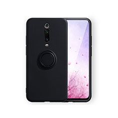 Ultra-thin Silicone Gel Soft Case Cover with Magnetic Finger Ring Stand T07 for Xiaomi Redmi K20 Pro Black