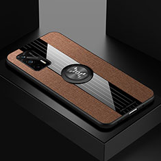 Ultra-thin Silicone Gel Soft Case Cover with Magnetic Finger Ring Stand X01L for Realme GT Neo 5G Brown