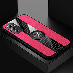 Ultra-thin Silicone Gel Soft Case Cover with Magnetic Finger Ring Stand X01L for Vivo V23e 5G Red