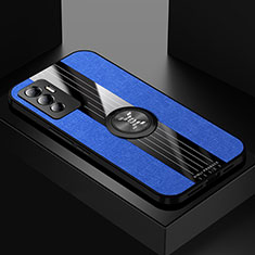 Ultra-thin Silicone Gel Soft Case Cover with Magnetic Finger Ring Stand X01L for Vivo V23e Blue