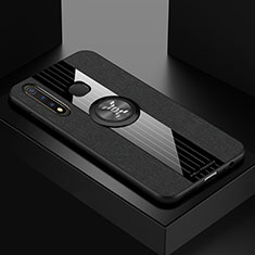 Ultra-thin Silicone Gel Soft Case Cover with Magnetic Finger Ring Stand X01L for Vivo Y19 Black