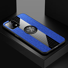 Ultra-thin Silicone Gel Soft Case Cover with Magnetic Finger Ring Stand X01L for Vivo Y31s 5G Blue