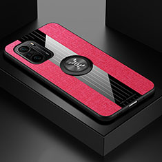 Ultra-thin Silicone Gel Soft Case Cover with Magnetic Finger Ring Stand X01L for Xiaomi Mi 11i 5G Red