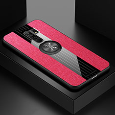 Ultra-thin Silicone Gel Soft Case Cover with Magnetic Finger Ring Stand X01L for Xiaomi Poco M2 Red