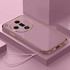 Ultra-thin Silicone Gel Soft Case Cover with Magnetic Finger Ring Stand X03L for Oppo Find X7 Ultra 5G Clove Purple