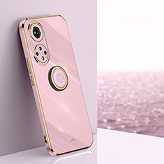 Ultra-thin Silicone Gel Soft Case Cover with Magnetic Finger Ring Stand XL1 for Huawei Honor 50 Pro 5G Clove Purple