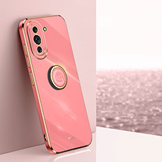 Ultra-thin Silicone Gel Soft Case Cover with Magnetic Finger Ring Stand XL1 for Huawei Nova 10 Pro Hot Pink