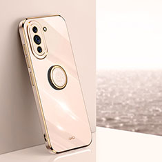 Ultra-thin Silicone Gel Soft Case Cover with Magnetic Finger Ring Stand XL1 for Huawei Nova 10 Pro Rose Gold