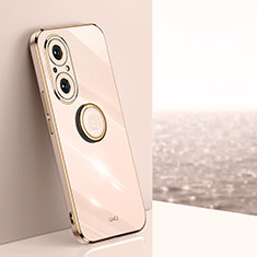 Ultra-thin Silicone Gel Soft Case Cover with Magnetic Finger Ring Stand XL1 for Huawei Nova 9 SE Rose Gold