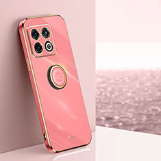 Ultra-thin Silicone Gel Soft Case Cover with Magnetic Finger Ring Stand XL1 for OnePlus 10 Pro 5G Hot Pink