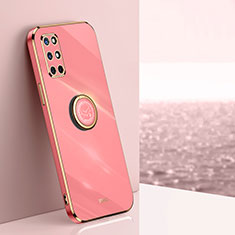 Ultra-thin Silicone Gel Soft Case Cover with Magnetic Finger Ring Stand XL1 for OnePlus 9R 5G Hot Pink