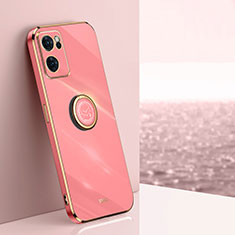 Ultra-thin Silicone Gel Soft Case Cover with Magnetic Finger Ring Stand XL1 for OnePlus Nord CE 2 5G Hot Pink