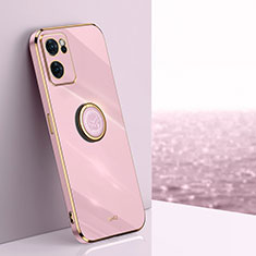 Ultra-thin Silicone Gel Soft Case Cover with Magnetic Finger Ring Stand XL1 for OnePlus Nord CE 2 5G Pink