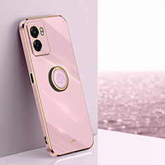 Ultra-thin Silicone Gel Soft Case Cover with Magnetic Finger Ring Stand XL1 for Oppo A77 4G Pink