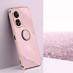 Ultra-thin Silicone Gel Soft Case Cover with Magnetic Finger Ring Stand XL1 for Oppo A78 4G Clove Purple