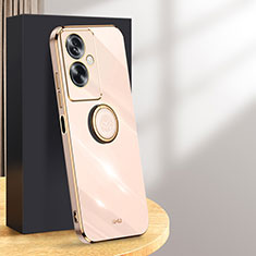 Ultra-thin Silicone Gel Soft Case Cover with Magnetic Finger Ring Stand XL1 for Oppo A79 5G Rose Gold