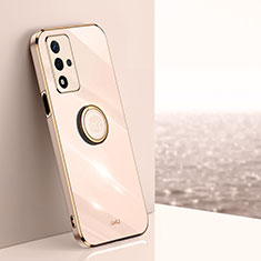 Ultra-thin Silicone Gel Soft Case Cover with Magnetic Finger Ring Stand XL1 for Oppo A93s 5G Gold