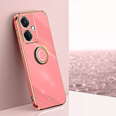 Ultra-thin Silicone Gel Soft Case Cover with Magnetic Finger Ring Stand XL1 for Oppo K11 5G Hot Pink