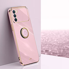 Ultra-thin Silicone Gel Soft Case Cover with Magnetic Finger Ring Stand XL1 for Oppo K9 Pro 5G Pink