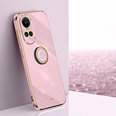 Ultra-thin Silicone Gel Soft Case Cover with Magnetic Finger Ring Stand XL1 for Oppo Reno10 5G Clove Purple