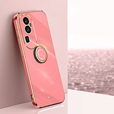 Ultra-thin Silicone Gel Soft Case Cover with Magnetic Finger Ring Stand XL1 for Oppo Reno10 Pro+ Plus 5G Hot Pink