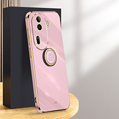 Ultra-thin Silicone Gel Soft Case Cover with Magnetic Finger Ring Stand XL1 for Oppo Reno11 Pro 5G Clove Purple