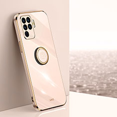 Ultra-thin Silicone Gel Soft Case Cover with Magnetic Finger Ring Stand XL1 for Oppo Reno5 F Gold