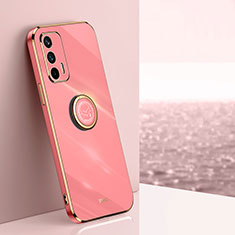 Ultra-thin Silicone Gel Soft Case Cover with Magnetic Finger Ring Stand XL1 for Realme GT 5G Hot Pink