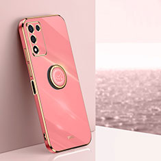 Ultra-thin Silicone Gel Soft Case Cover with Magnetic Finger Ring Stand XL1 for Realme Q3t 5G Hot Pink