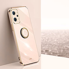 Ultra-thin Silicone Gel Soft Case Cover with Magnetic Finger Ring Stand XL1 for Realme Q5 Pro 5G Rose Gold