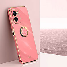 Ultra-thin Silicone Gel Soft Case Cover with Magnetic Finger Ring Stand XL1 for Realme V23i 5G Hot Pink