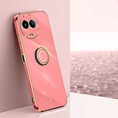 Ultra-thin Silicone Gel Soft Case Cover with Magnetic Finger Ring Stand XL1 for Realme V50s 5G Hot Pink