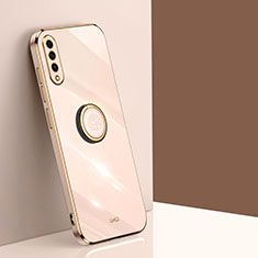 Ultra-thin Silicone Gel Soft Case Cover with Magnetic Finger Ring Stand XL1 for Samsung Galaxy A50S Gold