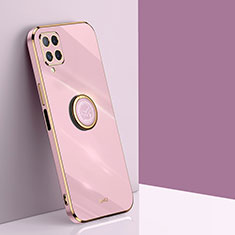 Ultra-thin Silicone Gel Soft Case Cover with Magnetic Finger Ring Stand XL1 for Samsung Galaxy M12 Pink