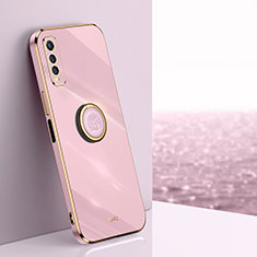 Ultra-thin Silicone Gel Soft Case Cover with Magnetic Finger Ring Stand XL1 for Vivo iQOO U1 Pink