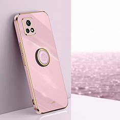 Ultra-thin Silicone Gel Soft Case Cover with Magnetic Finger Ring Stand XL1 for Vivo iQOO U3 5G Pink
