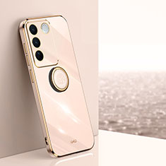 Ultra-thin Silicone Gel Soft Case Cover with Magnetic Finger Ring Stand XL1 for Vivo V27e 5G Gold