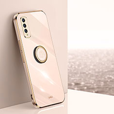 Ultra-thin Silicone Gel Soft Case Cover with Magnetic Finger Ring Stand XL1 for Vivo Y20a Gold