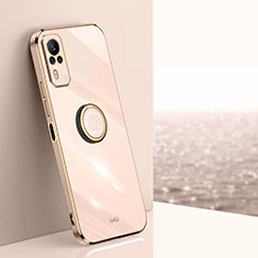 Ultra-thin Silicone Gel Soft Case Cover with Magnetic Finger Ring Stand XL1 for Vivo Y31 (2021) Gold