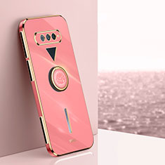 Ultra-thin Silicone Gel Soft Case Cover with Magnetic Finger Ring Stand XL1 for Xiaomi Black Shark 4S 5G Hot Pink