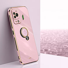 Ultra-thin Silicone Gel Soft Case Cover with Magnetic Finger Ring Stand XL1 for Xiaomi Black Shark 5 Pro 5G Pink