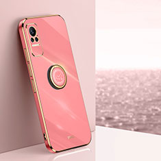 Ultra-thin Silicone Gel Soft Case Cover with Magnetic Finger Ring Stand XL1 for Xiaomi Civi 1S 5G Hot Pink