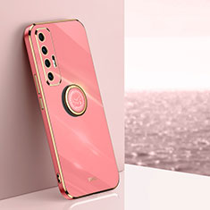 Ultra-thin Silicone Gel Soft Case Cover with Magnetic Finger Ring Stand XL1 for Xiaomi Mi 10S 5G Hot Pink