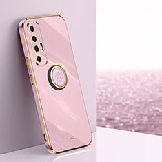 Ultra-thin Silicone Gel Soft Case Cover with Magnetic Finger Ring Stand XL1 for Xiaomi Mi 10S 5G Pink