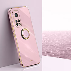 Ultra-thin Silicone Gel Soft Case Cover with Magnetic Finger Ring Stand XL1 for Xiaomi Mi 10T 5G Pink