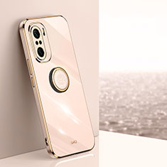 Ultra-thin Silicone Gel Soft Case Cover with Magnetic Finger Ring Stand XL1 for Xiaomi Poco F3 5G Gold