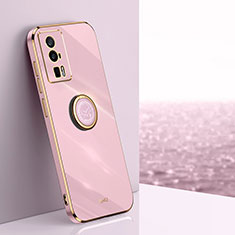 Ultra-thin Silicone Gel Soft Case Cover with Magnetic Finger Ring Stand XL1 for Xiaomi Poco F5 Pro 5G Pink