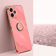 Ultra-thin Silicone Gel Soft Case Cover with Magnetic Finger Ring Stand XL1 for Xiaomi Poco M6 Pro 5G Hot Pink