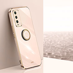 Ultra-thin Silicone Gel Soft Case Cover with Magnetic Finger Ring Stand XL1 for Xiaomi Redmi 9 Power Gold