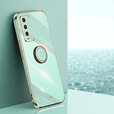 Ultra-thin Silicone Gel Soft Case Cover with Magnetic Finger Ring Stand XL1 for Xiaomi Redmi 9 Power Green